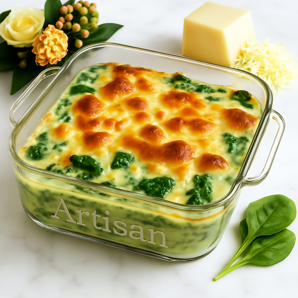 سبانخ بالكريمة والجبنة  Spinach with Cream and Cheese