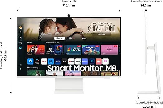 Samsung M80D Smart Monitor, 32 Inch, 4K AI Upscaling