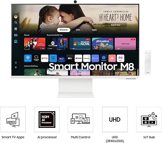 Samsung M80D Smart Monitor, 32 Inch, 4K AI Upscaling