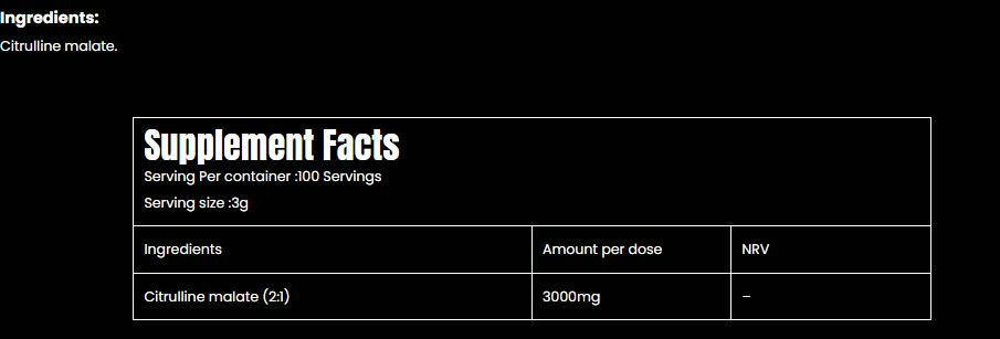 Marvelous Nutrition Citrulline Malate old School Formula-100Serv.-300G.-Unflavored